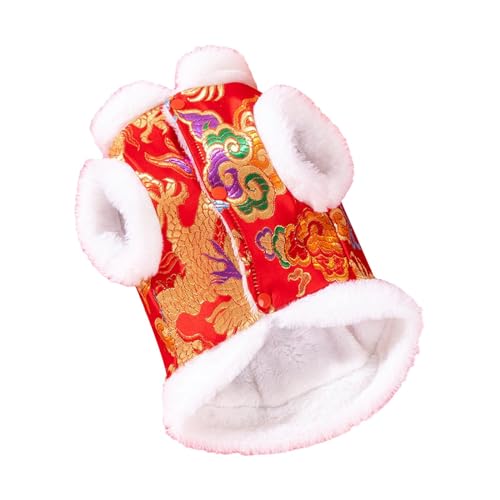 Colcolo Chinesisches Neujahrs-Hundekostüm, Haustierkostüm, Tang-Anzug, Kostümzubehör, Wintermantel, Katzen- und Hundekleidung für kleine und mittelgroße Hunde, m von Colcolo
