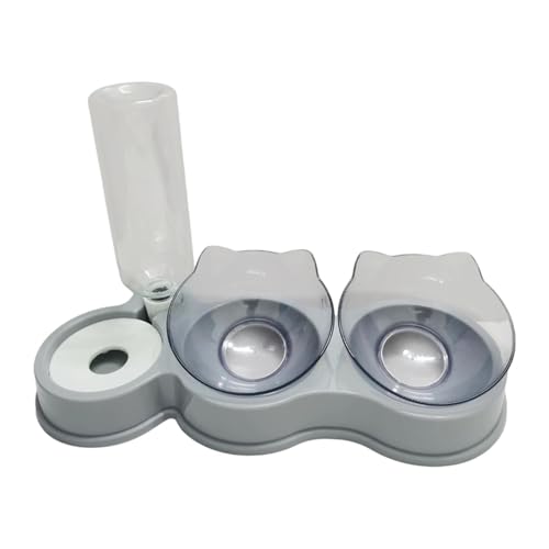 Colcolo Doppelter Katzennapf, Futterspender für Haustiere, abnehmbar, zum Füttern und Trinken, erhöhter Katzennapf, Futter- und Wassernapf-Set für Kätzchen, Grau Colcolo Doppelter Katzennapf, Futterspender für Haustiere, abnehmbar, zum Füttern und Trinken, erhöhter Katzennapf, Futter- und Wassernapf-Set für Kätzchen, Grau von Colcolo