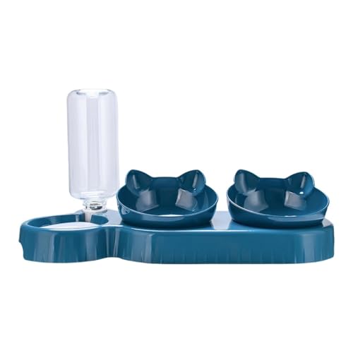 Colcolo Dreifache Katzennäpfe, automatischer Wasserflaschenspender, Futternäpfe, geneigte, erhöhte Wassernäpfe für die Bewässerung im Freien auf, Tiefes Blau von Colcolo