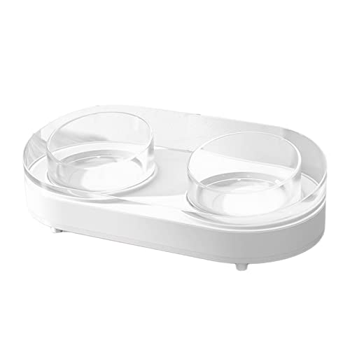 Colcolo Elegante Doppelnapf-Sets für Haustiere - Glas - Futter- und Wasserspender in Weiß von Colcolo