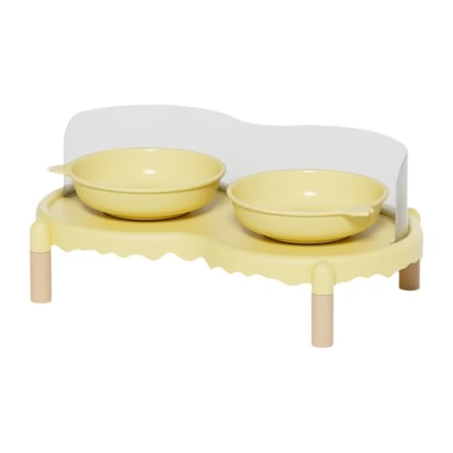 Colcolo Erhöhte Katzennäpfe, Haustiernäpfe, mit 2 Näpfen, mit Spritzwasserschutz, Futter- und Wassernapf-Set, Gelb von Colcolo