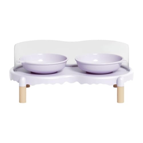 Colcolo Erhöhte Katzennäpfe, Haustiernäpfe, mit 2 Näpfen, mit Spritzwasserschutz, Futter- und Wassernapf-Set, Lila von Colcolo