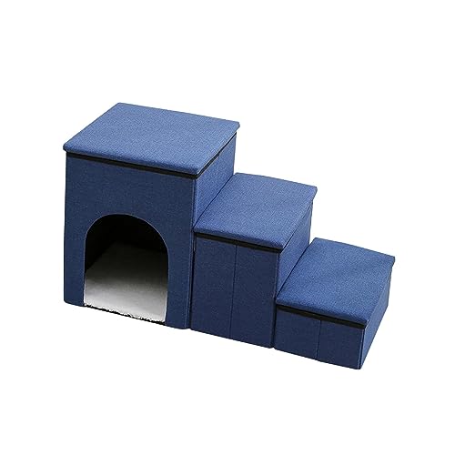 Colcolo Faltbare Haustiertreppe für hohe Betten, Haustieraufbewahrung, Stepper für Katzen, kleine und mittelgroße Hunde, rutschfestes Kätzchennest, Blau von Colcolo