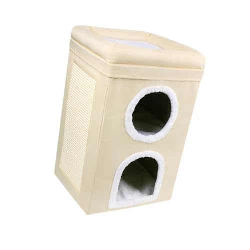 Colcolo Faltbares Katzenbett, Katzenkratzbrett, Haustierhöhle, Nest, dreischichtiges Katzenversteck, überdachte Wohnung zum Klettern, Trainieren, Spielen Colcolo Faltbares Katzenbett, Katzenkratzbrett, Haustierhöhle, Nest, dreischichtiges Katzenversteck, überdachte Wohnung zum Klettern, Trainieren, Spielen von Colcolo