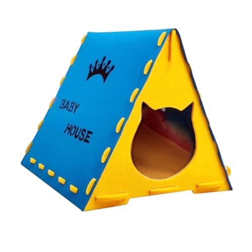Colcolo Filz Pet Cat House Hideaway (leicht zu) für kleine und mittlere Katzen, die 16,93inchx15.75inchx15.75inch Anti Slip kratzen, Blau von Colcolo