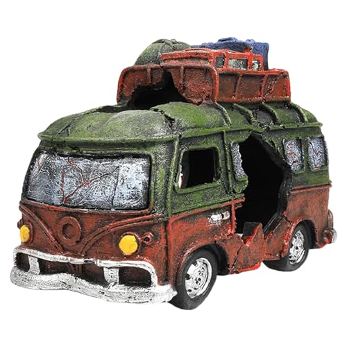 Colcolo Fischtank Dekoration Aquarium Ornament Shrimp Accessoires Harz Landschaftsgestaltung Hintergrund Statue Sunken Bus Decor Fideout von Colcolo