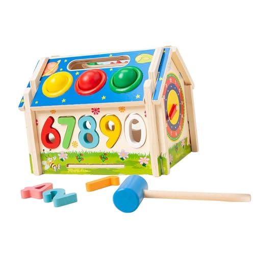 Colcolo Formsortierbox, Aktivitätswürfel, Feinmotorik-Entwicklungs-Formsortierhaus, Formsortierwürfel aus Holz für Jungen und Mädchen, mit Hammer Colcolo Formsortierbox, Aktivitätswürfel, Feinmotorik-Entwicklungs-Formsortierhaus, Formsortierwürfel aus Holz für Jungen und Mädchen, mit Hammer von Colcolo