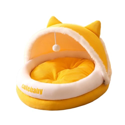 Colcolo Halbgeschlossenes Katzennest, Katzenbett für Hauskatzen, rutschfest, selbstwärmend, weiches Katzenhaus, Katzenzelt für Hunde, Welpen und Katzen, Yellow M Colcolo Halbgeschlossenes Katzennest, Katzenbett für Hauskatzen, rutschfest, selbstwärmend, weiches Katzenhaus, Katzenzelt für Hunde, Welpen und Katzen, Yellow M von Colcolo