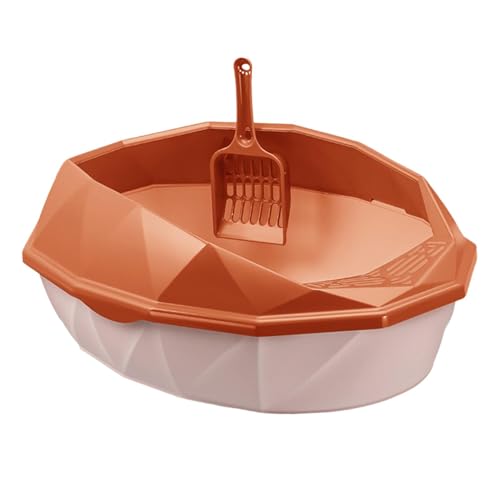 Colcolo Halböffnende Katzentoilette, Kätzchentoilette, Katzensandkasten mit hohlem Löffel, Spritzschutz für kleine Tiere, Haustierspielzeug, Kätzchen, Orange Colcolo Halböffnende Katzentoilette, Kätzchentoilette, Katzensandkasten mit hohlem Löffel, Spritzschutz für kleine Tiere, Haustierspielzeug, Kätzchen, Orange von Colcolo