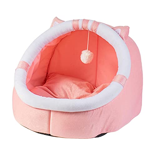 Colcolo Haustier-Katzenbett mit Spielball, Welpenhütte, warmes Winternest, Schlafbett, für drinnen und draußen, Rosa Katze M Colcolo Haustier-Katzenbett mit Spielball, Welpenhütte, warmes Winternest, Schlafbett, für drinnen und draußen, Rosa Katze M von Colcolo