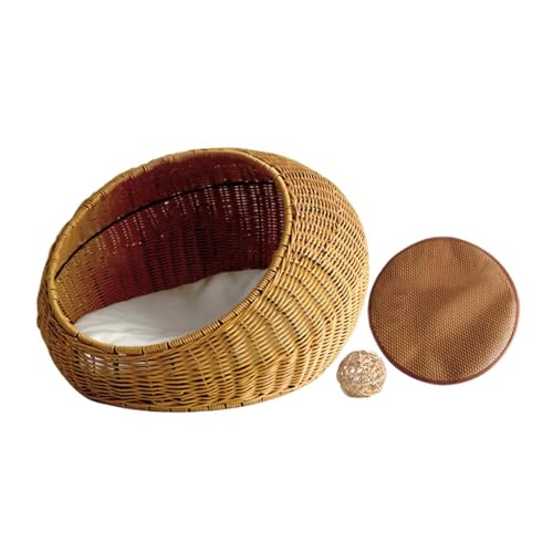 Colcolo Haustier Schlafnest Bett gewebtes Katzenbett Imitation Rattan Lounge Bett atmungsaktivem Winter Sommerkatze Bettkorb kleines Hundebett, Hellbraun Colcolo Haustier Schlafnest Bett gewebtes Katzenbett Imitation Rattan Lounge Bett atmungsaktivem Winter Sommerkatze Bettkorb kleines Hundebett, Hellbraun von Colcolo