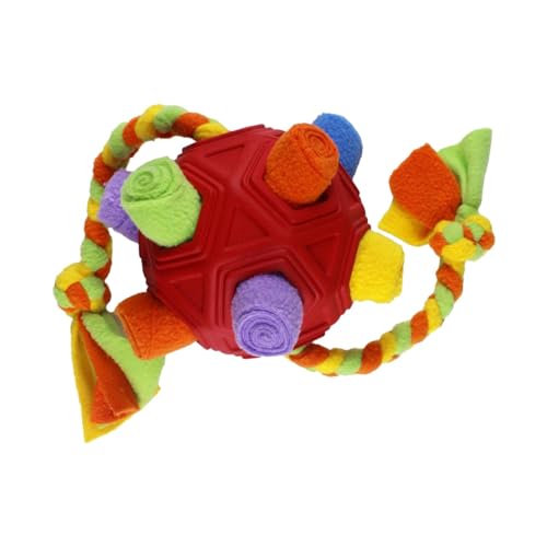 Colcolo Haustier-Schnüffelball-Spielzeug, interaktives Hunde-Puzzle-Spielzeug, bissfester tragbarer Leckerli-Spender, Hunde-Schnüffelball, roter Ball von Colcolo