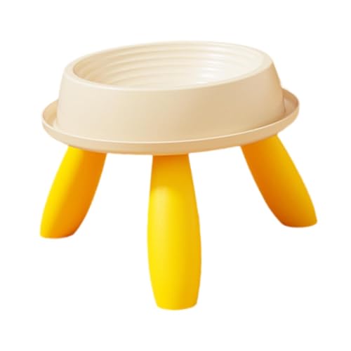 Colcolo Hochgezogene Katzenschüssel Katzenfutter und Wasserschale Schutzhals Anti -Schlupf -Snack -Behälter Wasserer und Feeder für Innenkatzen Kätzchen, Beige Und Gelb von Colcolo