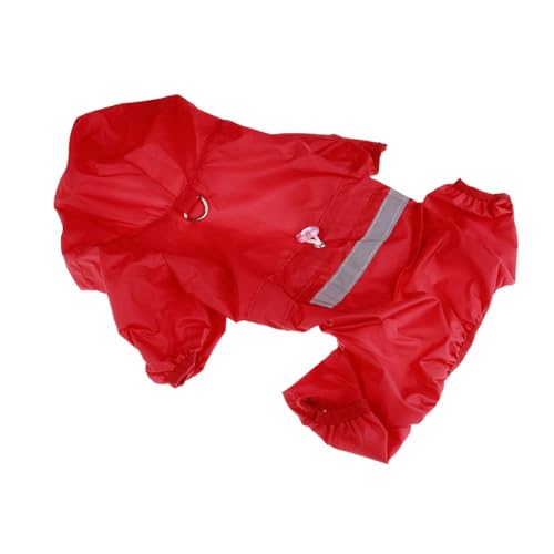 Colcolo Hunde-Regenmantel, Kleidung, Regenjacke mit Kapuze und Loch für das Geschirr, Haustier-Hunde-Regenbekleidung, Kleidung, Poncho mit Reflektion für, rot M von Colcolo