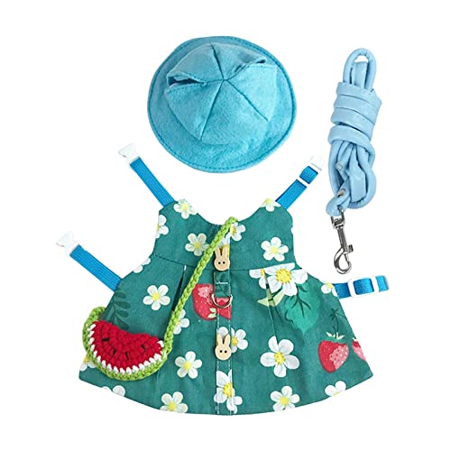 Colcolo Kaninchen Weste Geschirr Leine Set Weiche Tasche Kostüm Halsbänder Kleid Häschen Kleidung für Eichhörnchen Chinchilla Igel Kleintier Kätzchen, Blau von Colcolo