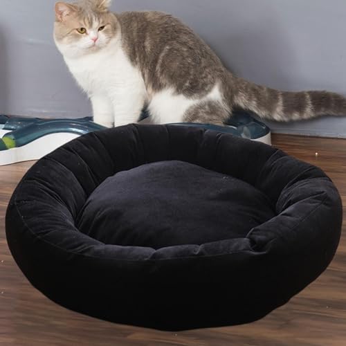 Colcolo Katzenbett, Donut-Bett, bequem, waschbar, weich, für Herbst und Winter, Haustier-Schlafmatte, Haustier-Katzennest für, Welpen, Kätzchen, Black M von Colcolo