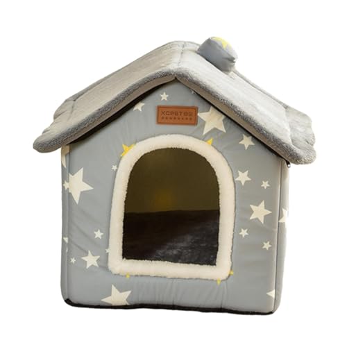 Colcolo Katzenbett, Katzennest, waschbar, zum Schlafen, gemütliche Hundehütte, abnehmbare Hundebetten, halbgeschlossenes Hundekatzennest für Kätzchen, Welpen, grau von Colcolo