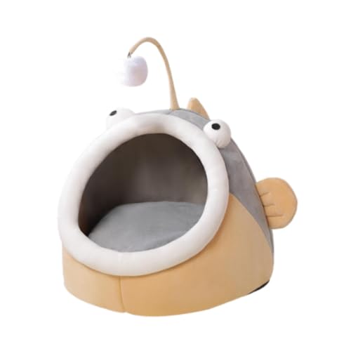Colcolo Katzenbett, halbgeschlossenes Katzennest, abnehmbar, mit hängendem Spielzeug, gemütliche Höhle, Katzenbett, Haustier-Schlafbett für Kätzchen, Welpen, Grau, S Colcolo Katzenbett, halbgeschlossenes Katzennest, abnehmbar, mit hängendem Spielzeug, gemütliche Höhle, Katzenbett, Haustier-Schlafbett für Kätzchen, Welpen, Grau, S von Colcolo