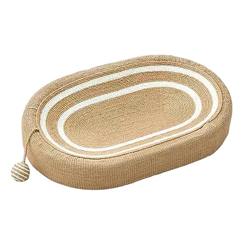 Colcolo Ovales Kratzbrett Katzen für Katzen, 3 in 1 Katzen Kratzmatte mit Ballspielzeug, Lounge Kratzpappe, Möbelschutz Schutz zum Spielen, Kratzbrett für Katzen, Weiß gestreift, Braun Colcolo Ovales Kratzbrett Katzen für Katzen, 3 in 1 Katzen Kratzmatte mit Ballspielzeug, Lounge Kratzpappe, Möbelschutz Schutz zum Spielen, Kratzbrett für Katzen, Weiß gestreift, Braun von Colcolo