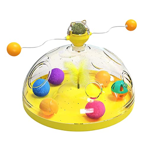 Colcolo Katzenminze Ball Spielzeug mit leuchtendem Ball Lustiges Katzenspielzeug Tease Cat Playing Catnip Ball Pet Multifunktionales, GELB von Colcolo