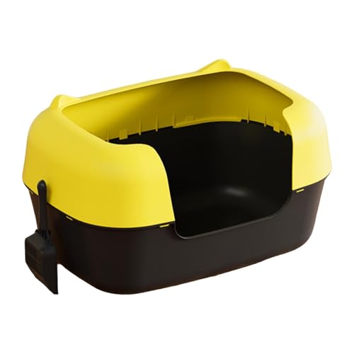 Colcolo Katzentoilette, halbgeschlossen, abnehmbar, für Heimtierbedarf, spritzwassergeschützt, Katzenstreubehälter, Sieb, Katzentoilette, Sandkasten, Gelb Und Schwarz Colcolo Katzentoilette, halbgeschlossen, abnehmbar, für Heimtierbedarf, spritzwassergeschützt, Katzenstreubehälter, Sieb, Katzentoilette, Sandkasten, Gelb Und Schwarz von Colcolo