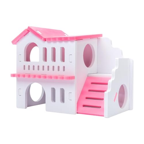 Colcolo Kleintiere Versteck für Spielplätze Spielzeug Plattform entzückende schlafende Käfig -Haustier Villa für Ratten Chinchilla Gerbbil Hamster, Rot-Weiss von Colcolo