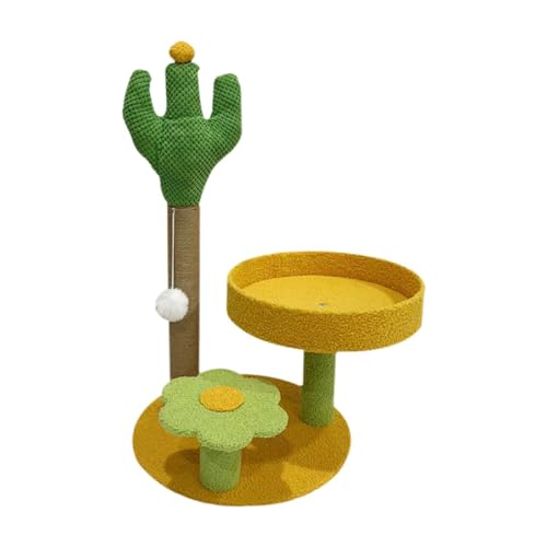 Colcolo Kratzbaum und Condo Danging Ball, mehrstufiger Kletterturm mit Kratzbaum für Kätzchen, Bewegung, Ausruhen, Gelb Colcolo Kratzbaum und Condo Danging Ball, mehrstufiger Kletterturm mit Kratzbaum für Kätzchen, Bewegung, Ausruhen, Gelb von Colcolo
