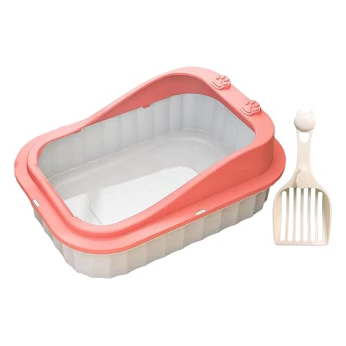 Colcolo Offene Katzentoilette, Kätzchen-Toilettentoilette, 50 x 36 x 19 cm, mit hoher Seite, große Bettpfanne, spritzwassergeschützt, Katzentoilette, ROSA von Colcolo