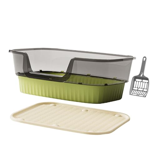 Colcolo Offene Katzentoilette, Katzentoilette mit abgesenkter Vorderseite, Sandkasten, Spritzschutz, U-Form, halb geschlossen, für alle Arten von Katzenstreu, GrÜn Colcolo Offene Katzentoilette, Katzentoilette mit abgesenkter Vorderseite, Sandkasten, Spritzschutz, U-Form, halb geschlossen, für alle Arten von Katzenstreu, GrÜn von Colcolo
