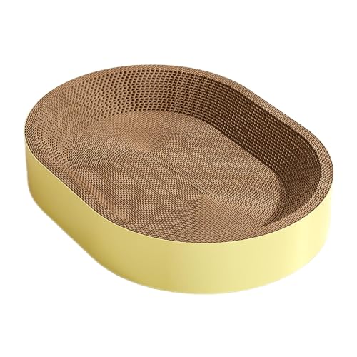 Colcolo Ovales Katzenkratzbrett aus Karton, gewelltes Kratzbrett, Lounge, Schlafen für Hauskatzen, Heimtierbedarf, Kratzunterlage, Nest, XL-Gelb Colcolo Ovales Katzenkratzbrett aus Karton, gewelltes Kratzbrett, Lounge, Schlafen für Hauskatzen, Heimtierbedarf, Kratzunterlage, Nest, XL-Gelb von Colcolo