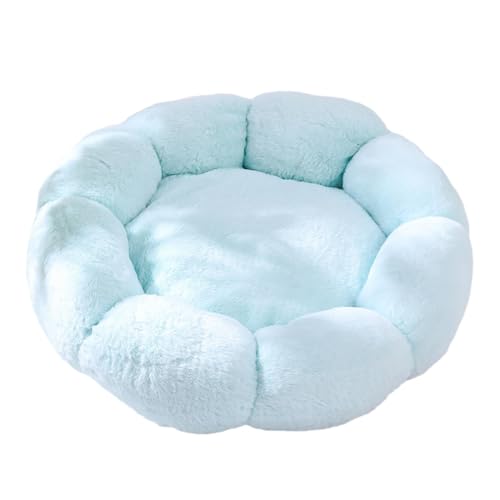 Colcolo Ped-Bett, Katzenbett für drinnen, Katzen, Hunde, Sofakissen, Pomeranian-Blumenform, waschbar, kleines Hundebett, weiches Haustier-Nistbett, Blau 50cm von Colcolo