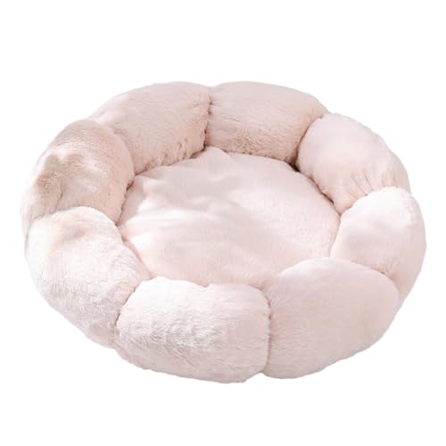 Colcolo Ped-Bett, Katzenbett für drinnen, Katzen, Hunde, Sofakissen, Pomeranian-Blumenform, waschbar, kleines Hundebett, weiches Haustier-Nistbett, Warmweiß 50cm von Colcolo