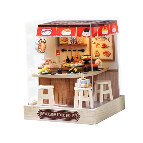 Colcolo Puppenhaus, Miniatur-Puppenhaus, dekorativ, eingebaute LED, staubdichte Abdeckung, für Valentinstag, Kinder, Erwachsene, Geburtstagsgeschenk, Essenshaus Colcolo Puppenhaus, Miniatur-Puppenhaus, dekorativ, eingebaute LED, staubdichte Abdeckung, für Valentinstag, Kinder, Erwachsene, Geburtstagsgeschenk, Essenshaus von Colcolo