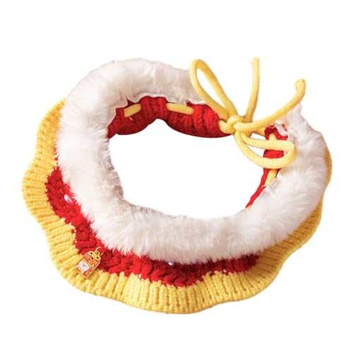 Colcolo Strickendes Katzenhalsband, handgewebtes Häkel-Lätzchen, Kätzchen-Halskette, handgefertigt, dekorativer handgefertigter gestrickter Haustier-Schal, XL von Colcolo
