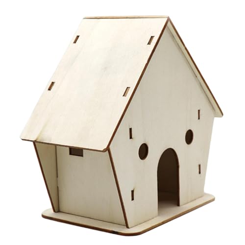 Colcolo Unvollendetes DIY-Vogelhaus aus Holz, Vogelnistkasten, handgefertigt, Vogelkäfig, Hängenest für Kinder, pädagogisches Spielzeug, 15 cm x 16 cm x 9.5 cm von Colcolo