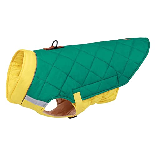 Colcolo Warme Hundekleidung, Bequeme Kleidung mit Verstellbarer Schnalle, Winddicht, leicht, modisch, Winter-Hundeweste für Heimtierbedarf, Grün Gelb von Colcolo
