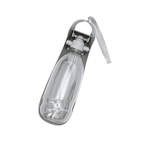 Colcolo Wasserflaschenspender für Hunde, tragbar, faltbar, mit Futterbehälter, Trinkfutterspender, praktisch, kompakt, langlebig, GRAU von Colcolo