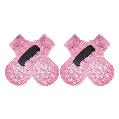 Colcolo rutschfeste Hundesocken, Pfotenschutz mit verstellbaren Riemen, Wintersocken mit Griffen, Traktionskontrolle für kleine/mittelgroße Hunde, ROSA, m von Colcolo