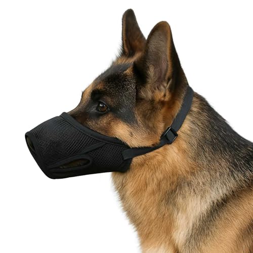 Colenumone Atmungsaktiver Netz-Hundemaulkorb – Anti-Beißen, Kauen & Schnitzen, ermöglicht Hecheln/Trinken, verstellbar, kein Reiben für kleine, mittelgroße und große Hunde (S-XL) (schwarz, M) von Colenumone