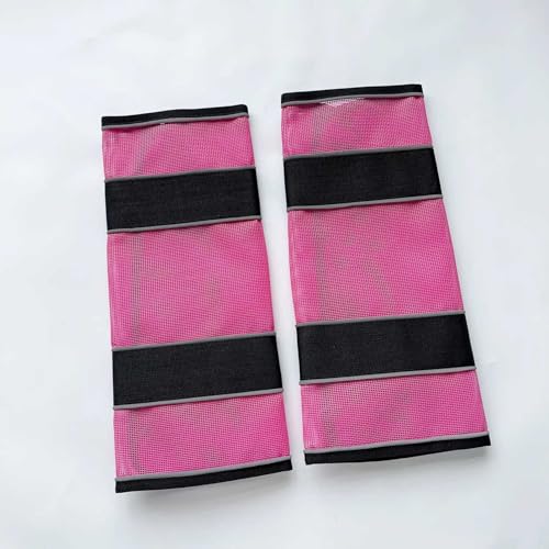 Colenumone Fliegenstiefel für Pferde, atmungsaktives Netzgewebe mit reflektierenden Streifen, Insekten-/Mückenschutz, verstellbarer Klettverschluss, Reitzubehör, Rosa, 4 Stück von Colenumone