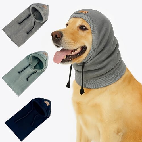Hundehalsgamasche - Weiche Winddichte Colenumone-Ohrenschützer und Halswärmer, Geräusch- / Angstreduzierung, Verstellbarer Kordelzug, geeignet für kleine, mittlere und große Hunde (S,schwarz) von Colenumone