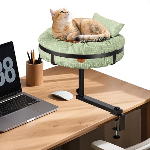Colewin Katzen-Schreibtischbett, verstellbarer Schreibtisch, Katzenbett, platzsparendes Katzenbett für den Schreibtisch, Sitzstange für den Innenbereich, unterstützt bis zu 10 ~ 6,8 kg (grün) von Colewin