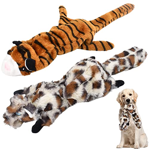 Colexy 2 Stück Plüschspielzeug Plüsch Hunde Pluesch Hundespielzeug Plusch Spielzeug Stofftier für Kleine Medium Große Hund (Tiger und Leopard) von Colexy