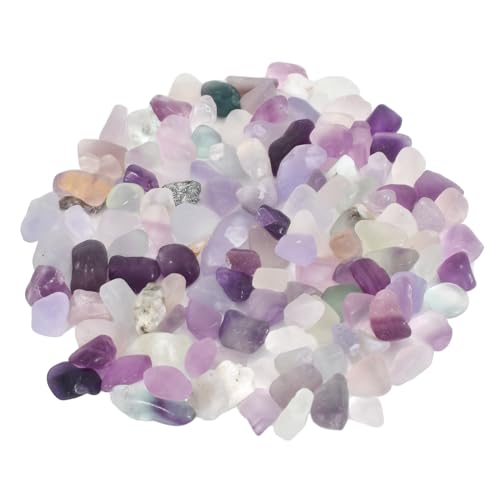 Colexy 100g Trommelsteine Mini Edelsteine Chips Heilsteine Kristall Steine Vase Füller Aquariumsand Blumentopf Deko Sand Steine für Sukkulenten Terrarium DIY Schmuckherstellung (Fluorit) von Colexy