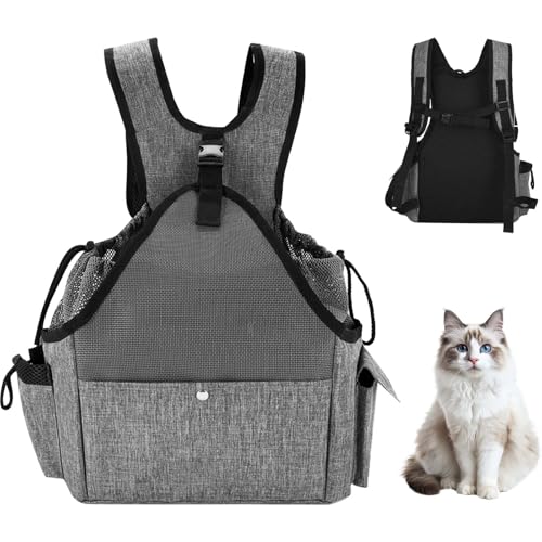 Colexy Haustier Rucksack, Katzenrucksack, Hunderucksack, Atmungsaktiv Haustier Rucksack für Kleintiere bis 6kg, Haustier Tragbar Reisetasche mit Reisen Wandern Outdoors (Grau, L) von Colexy