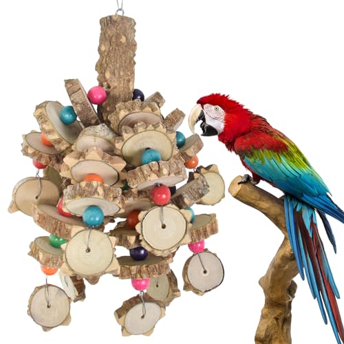 Vogel Papagei Kauen Spielzeug Papagei Kauspielzeug Buntes Natürliches Sicheres Holz Block Starke Vogel Kauen Spielzeug Hängendes Ara-Spielzeug für Alle Papageien Vogel von Colexy