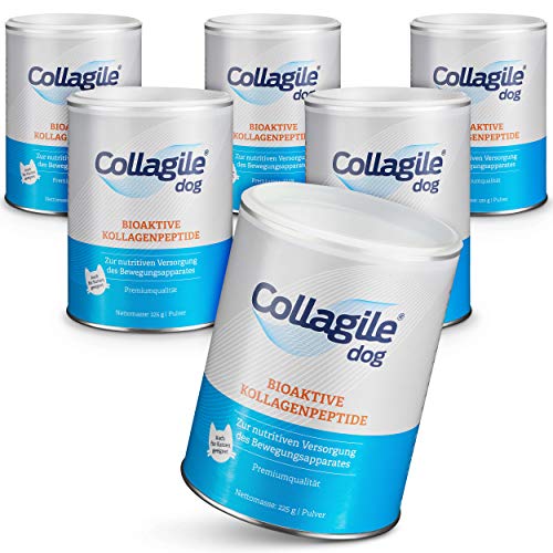 Collagile Dog Hunde Ergänzungsfutter für Knochen und Bänder Bioaktive Kollagenpeptide in Lebensmittelqualität (6 x 225g) von Collagile Dog
