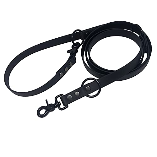 C&L Verstellbare Führleine - 3fach - für Hunde, robust, wetterfest, aus 19 mm BETA BIOTHANE® - 2,50 Meter - schwarz - BL520 - Black Edition - Combat Version von Collar & Leash