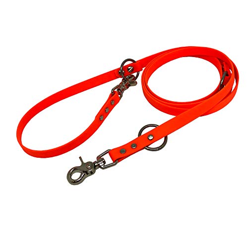 C&L Verstellbare Führleine - 3fach - für Hunde, robust, wetterfest, aus 19 mm BETA BIOTHANE® - 3,50 Meter - neon orange - OR522 von Collar & Leash