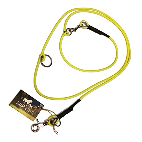 C&L Verstellbare Führleine - 3fach - für Hunde, robust, wetterfest, aus 6 mm Coated Rope BIOTHANE® rund - 2,50 Meter - neon gelb - GN528 von Collar & Leash